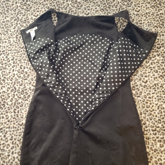 Y2K Forever 21 Little Black Dress, Floral Jacquard Cocktail Mini Dress, Size M - Picture 11 of 14